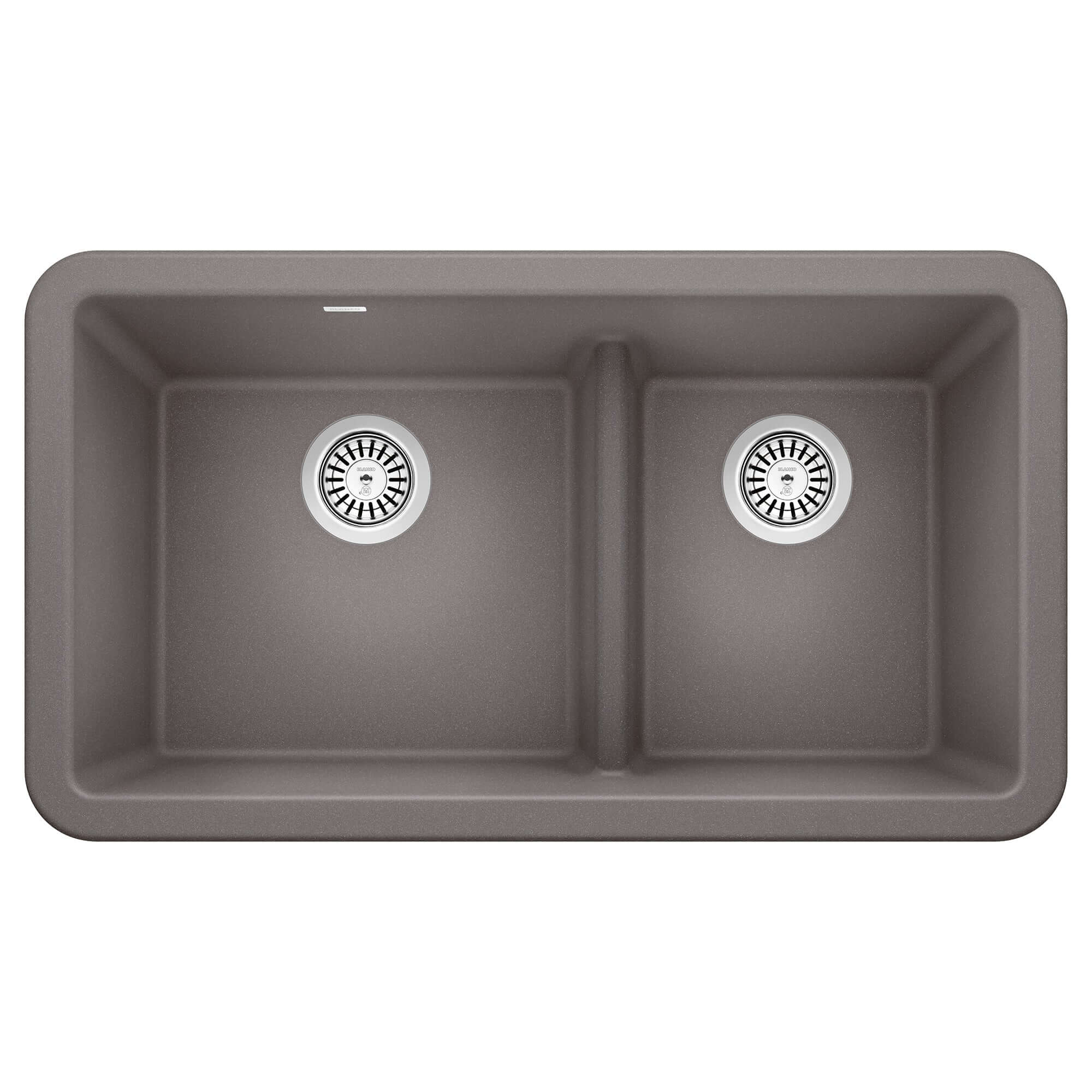 Blanco Ikon 33" Granite Composite Farmhouse Sink, Silgranit, 60/40 Double Bowl, Metallic Gray, 402325