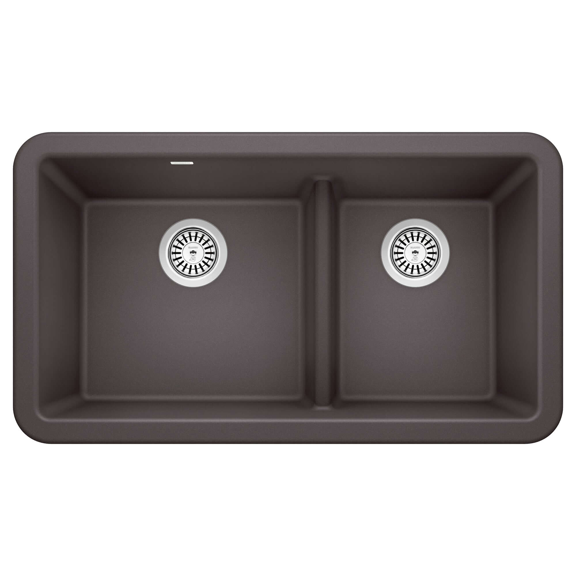 Blanco Ikon 33" Granite Composite Farmhouse Sink, Silgranit, 60/40 Double Bowl, Cinder, 402326