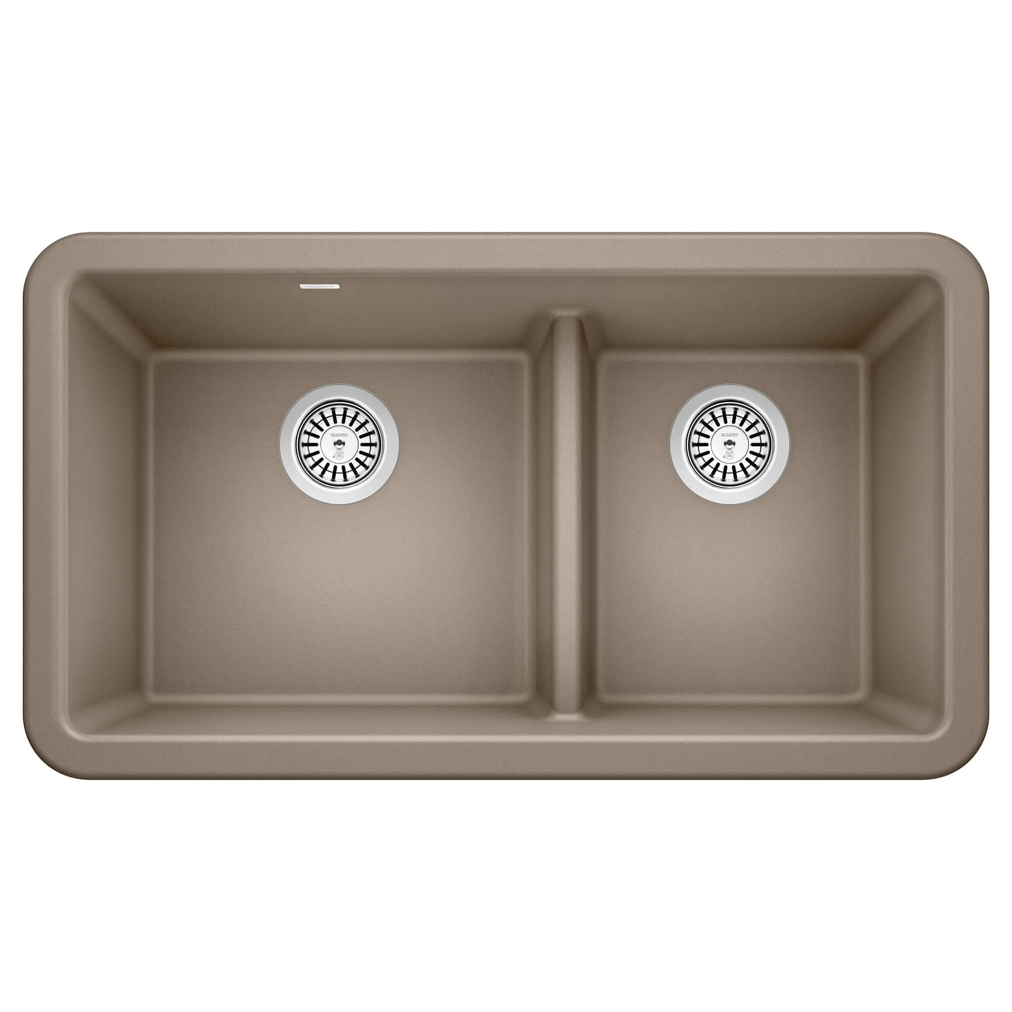 Blanco Ikon 33" Granite Composite Farmhouse Sink, Silgranit, 60/40 Double Bowl, Truffle, 402329
