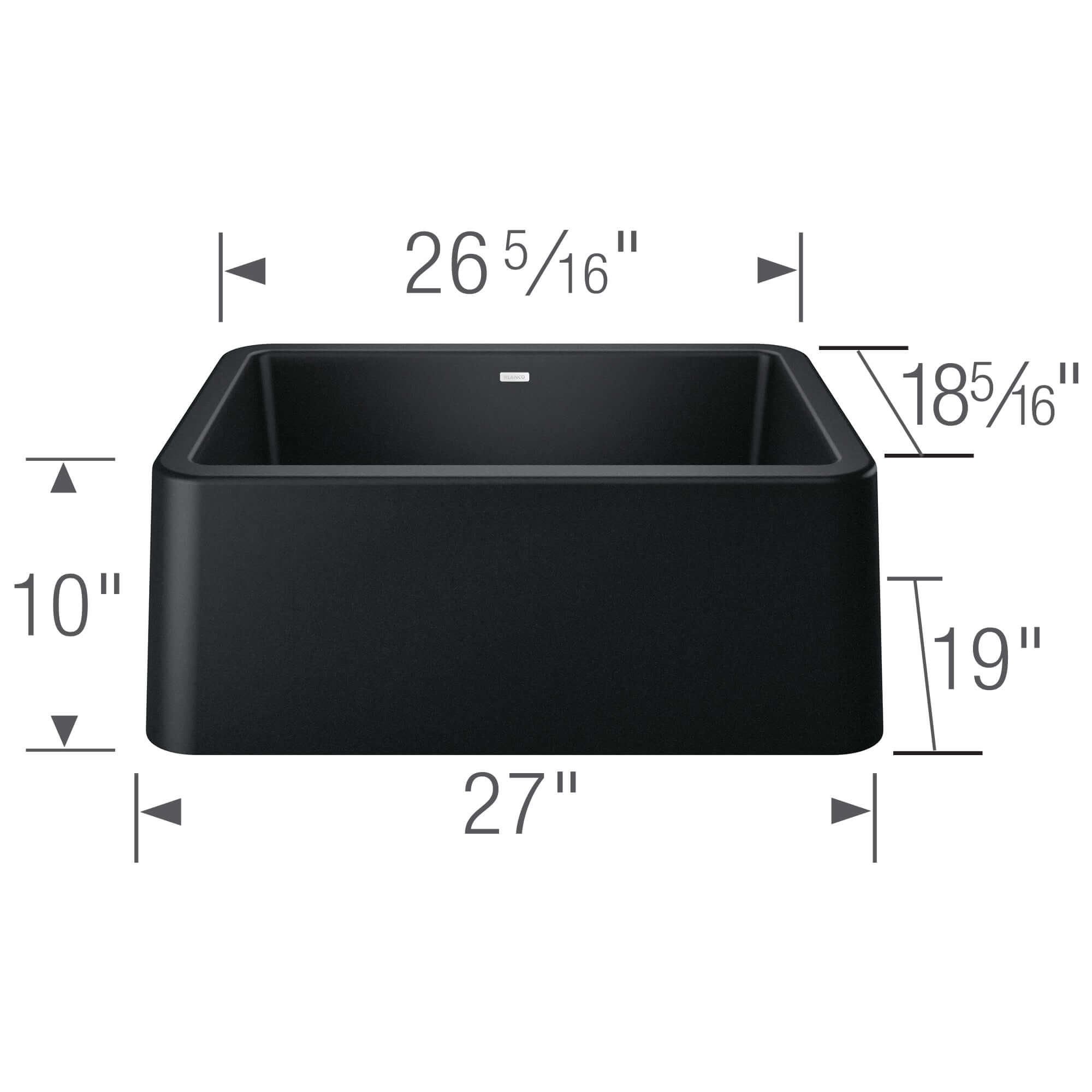 Blanco Ikon 27" Granite Composite Farmhouse Sink, Silgranit, Coal Black, 402531
