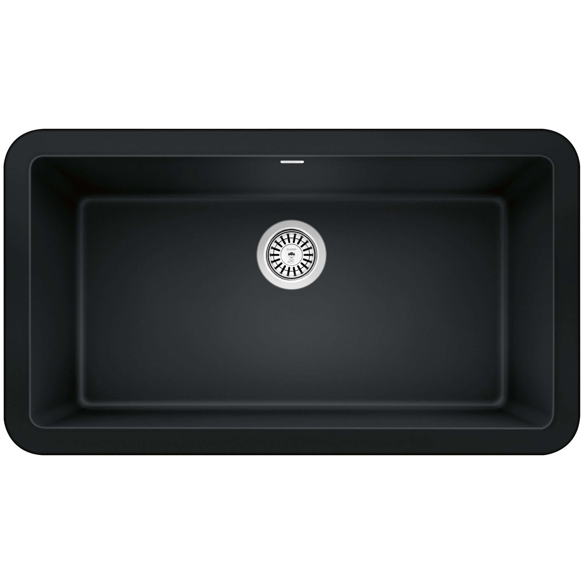 Blanco Ikon 33" Granite Composite Farmhouse Sink, Silgranit, Coal Black, 402575