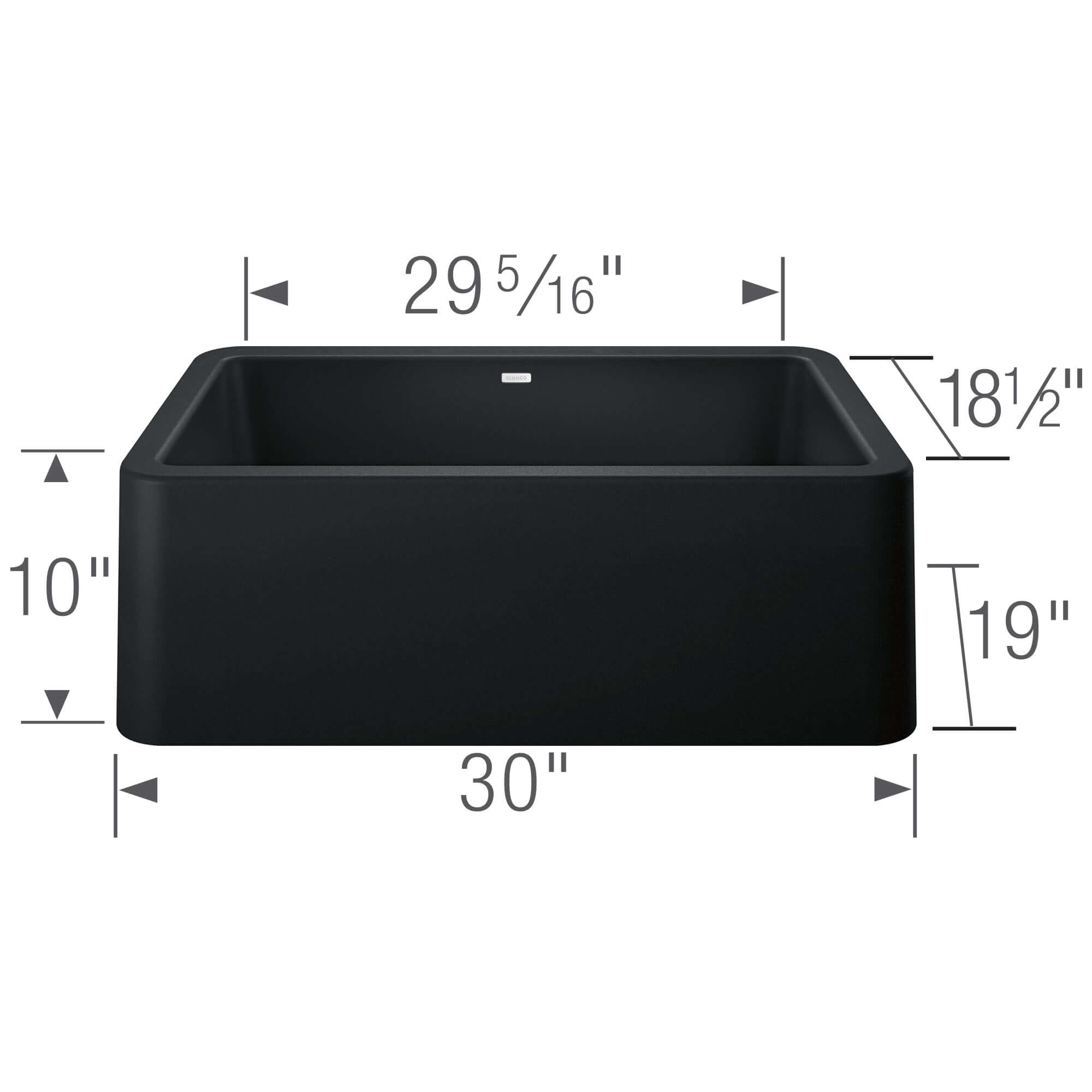Blanco Ikon 30" Granite Composite Farmhouse Sink, Silgranit, Coal Black, 402576