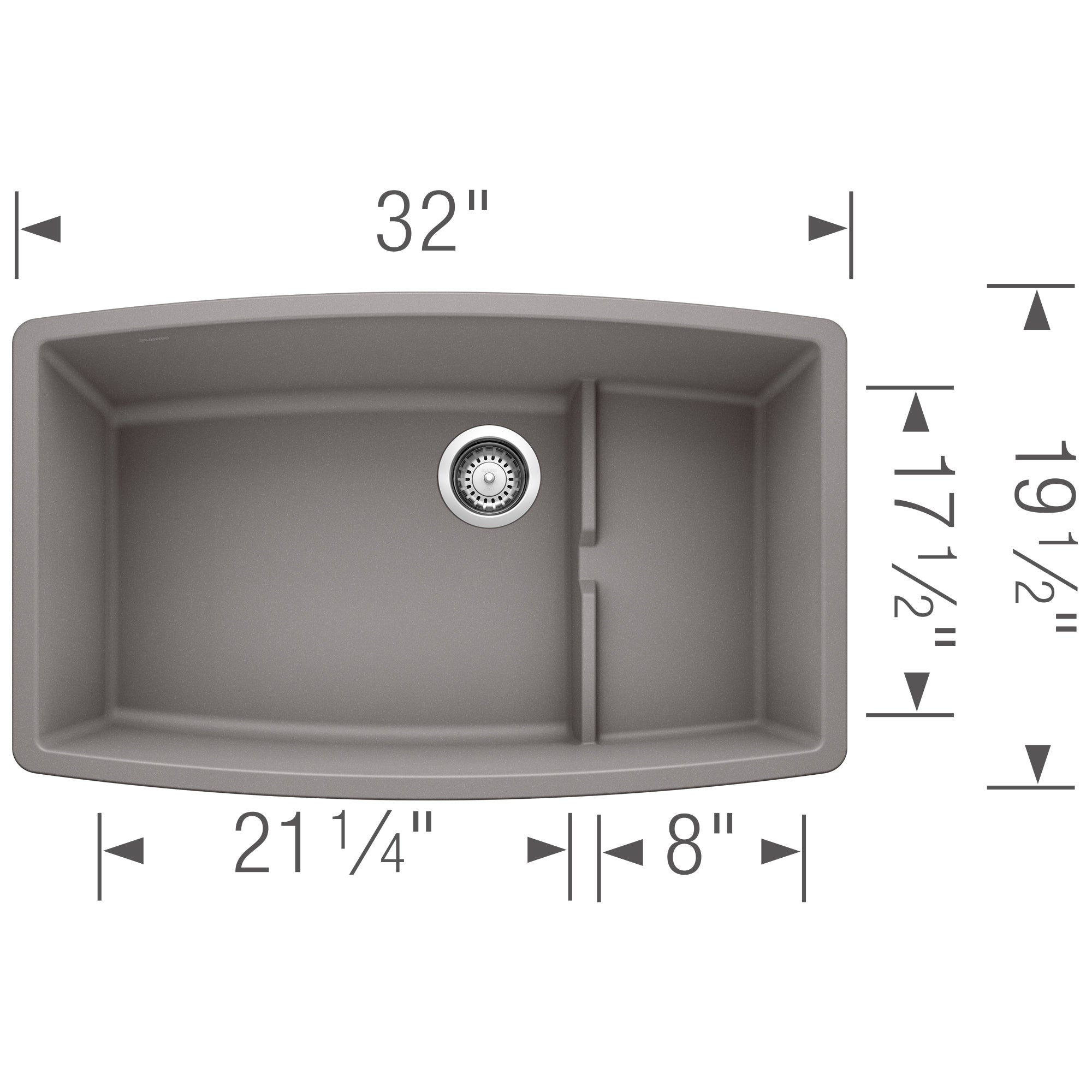 Blanco Performa 32" Undermount Granite Composite Kitchen Sink with Accessories, Silgranit, Metallic Gray, 440067
