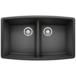Alternate Image for Blanco Performa 33" Undermount Granite Composite Kitchen Sink, Silgranit, 50/50 Double Bowl, Anthracite, 440069