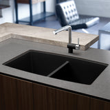 Blanco Performa 33" Undermount Granite Composite Kitchen Sink, Silgranit, 50/50 Double Bowl, Anthracite, 440069
