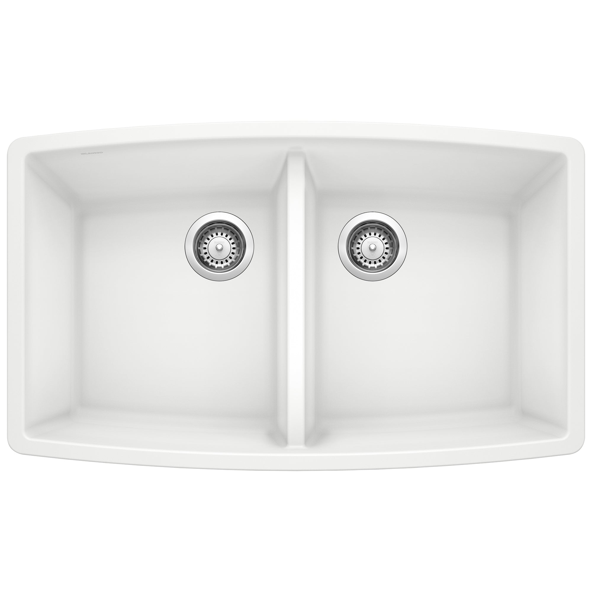 Blanco Performa 33" Undermount Granite Composite Kitchen Sink, Silgranit, 50/50 Double Bowl, White, 440071