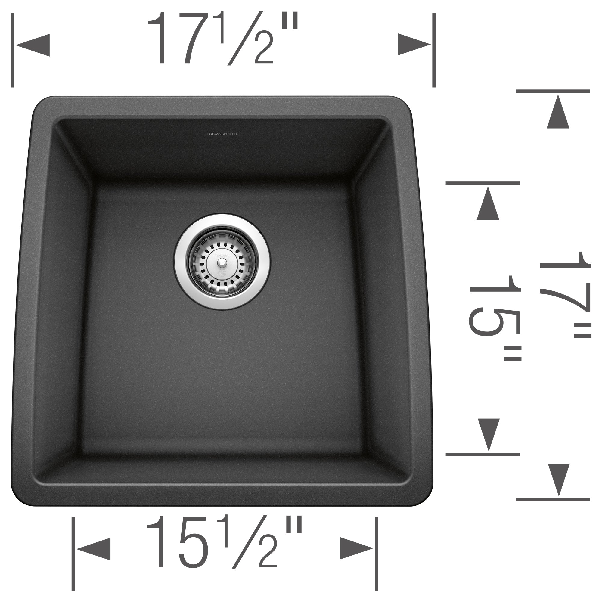 Blanco Performa 18" Rectangle Granite Composite Bar/Prep Sink, Silgranit, Anthracite, 440079