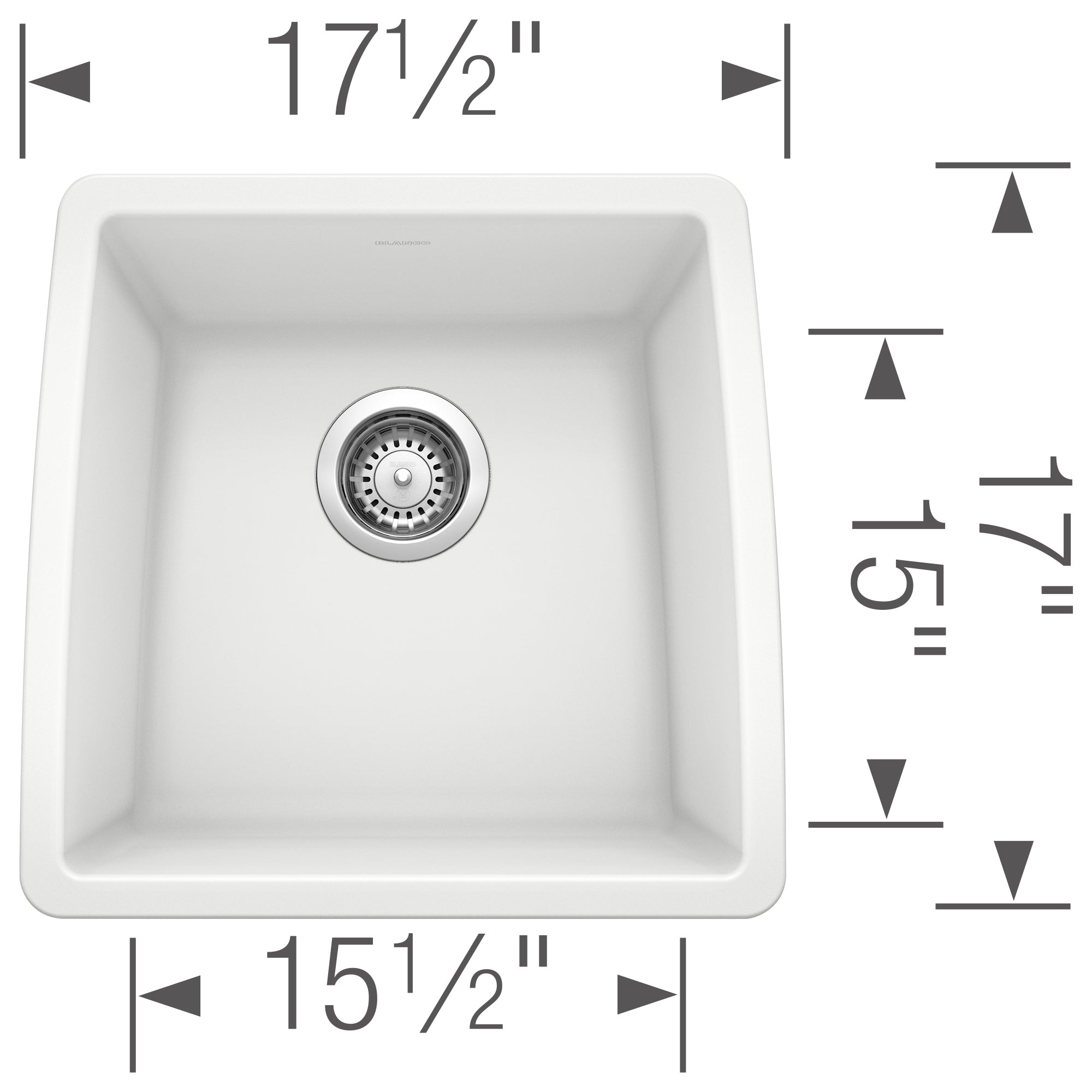 Blanco Performa 18" Rectangle Granite Composite Bar/Prep Sink, Silgranit, White, 440081