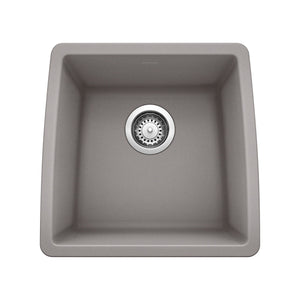 Alternate Image for Blanco Performa 18" Rectangle Granite Composite Bar/Prep Sink, Silgranit, Metallic Gray, 440082