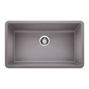 Alternate Image for Blanco Precis 32" Undermount Granite Composite Kitchen Sink, Silgranit, Metallic Gray, 440148