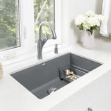 Blanco Precis 32" Undermount Granite Composite Kitchen Sink, Silgranit, Metallic Gray, 440148