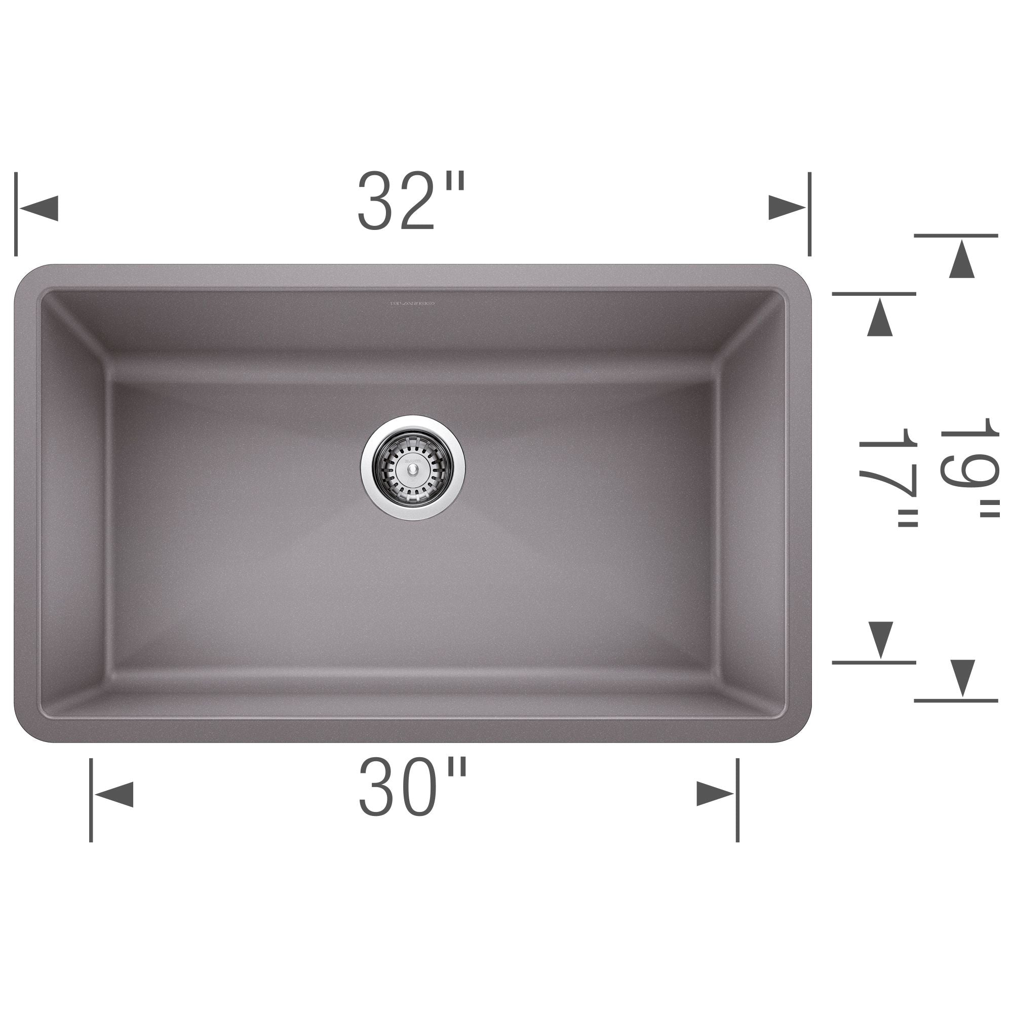 Blanco Precis 32" Undermount Granite Composite Kitchen Sink, Silgranit, Metallic Gray, 440148