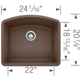 Blanco Diamond 24" Undermount Granite Composite Kitchen Sink, Silgranit, Cafe, 440172