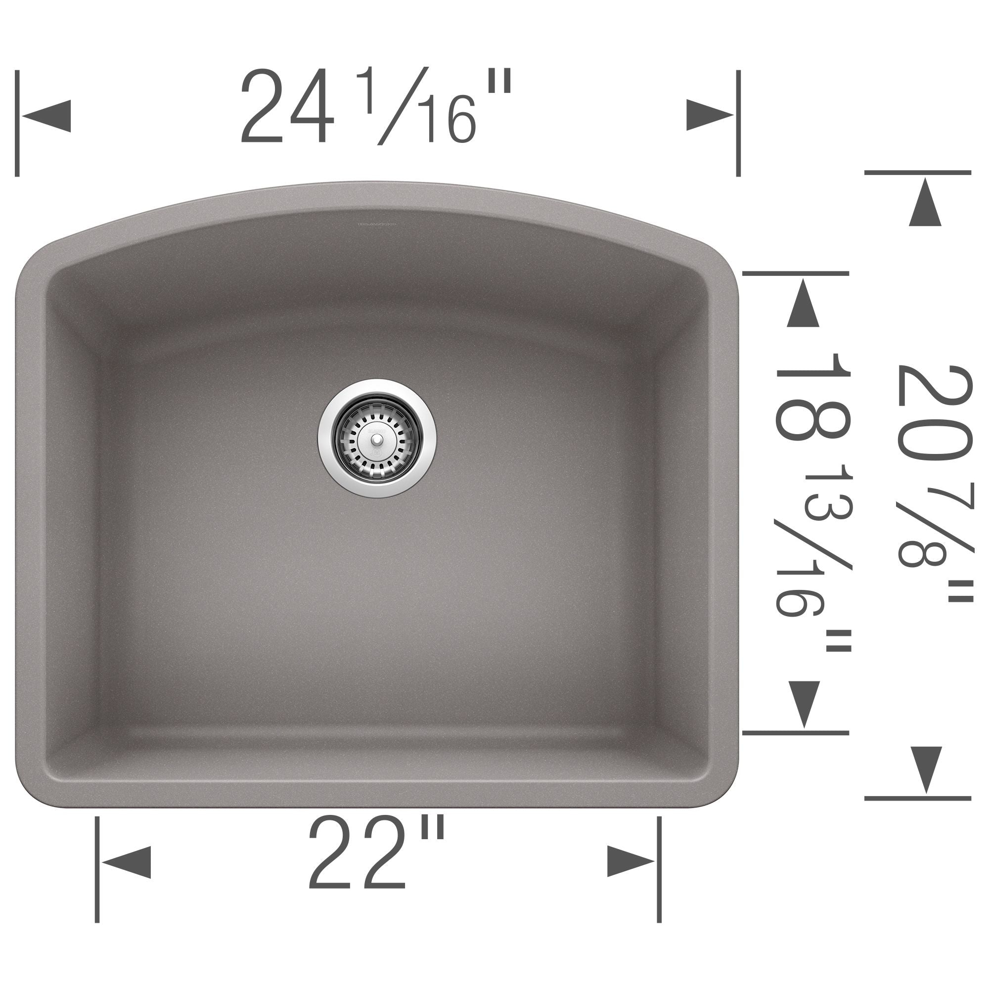 Blanco Diamond 24" Undermount Granite Composite Kitchen Sink, Silgranit, Metallic Gray, 440173