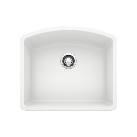 Blanco Diamond 24" Undermount Granite Composite Kitchen Sink, Silgranit, White, 440175