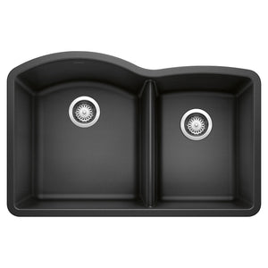 Alternate Image for Blanco Diamond 32" Undermount Granite Composite Kitchen Sink, Silgranit, 60/40 Double Bowl, Anthracite, 440179