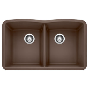 Alternate Image for Blanco Diamond 32" Undermount Granite Composite Kitchen Sink, Silgranit, 50/50 Double Bowl, Cafe, 440182