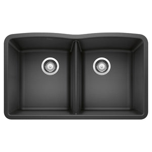 Alternate Image for Blanco Diamond 32" Undermount Granite Composite Kitchen Sink, Silgranit, 50/50 Double Bowl, Anthracite, 440184