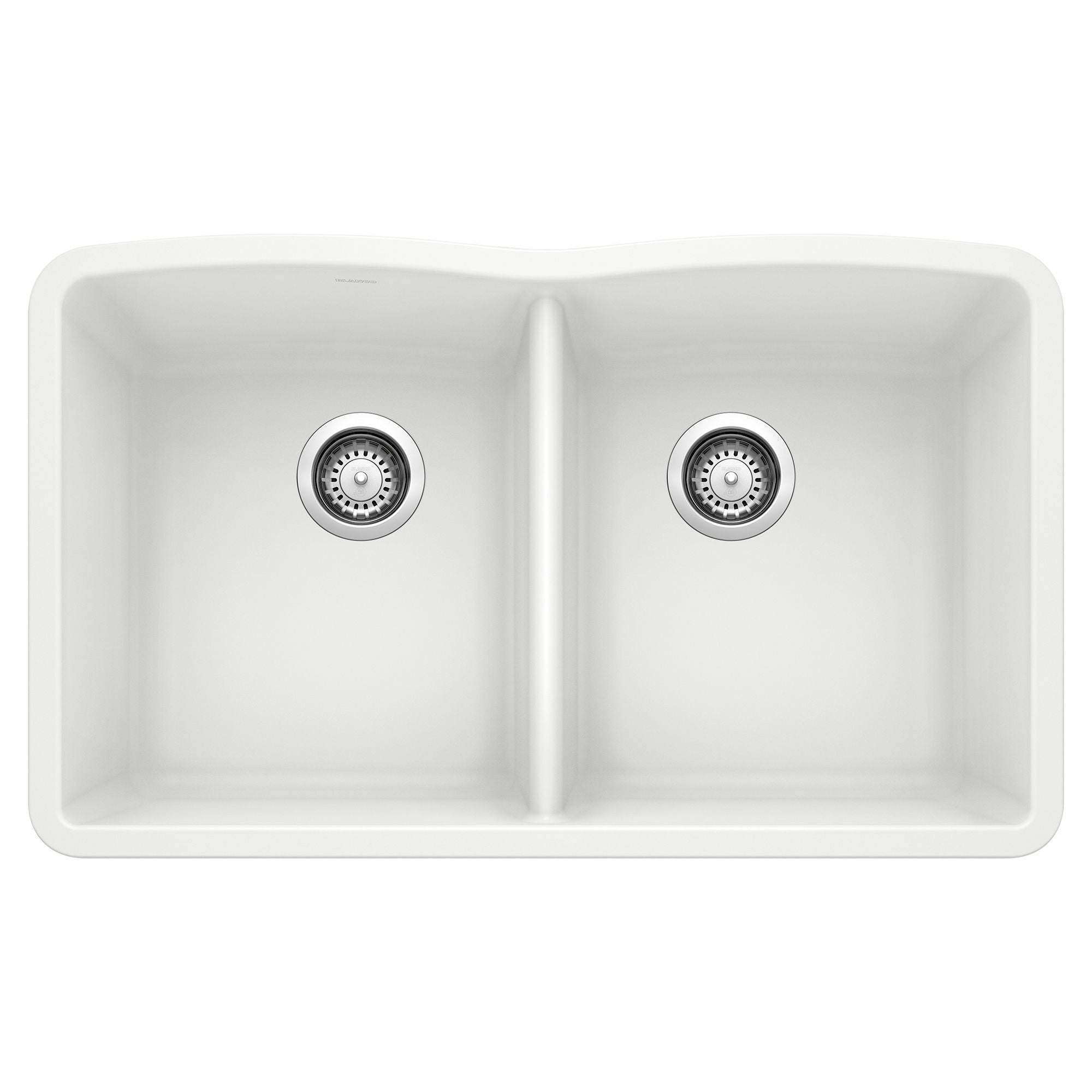 Blanco Diamond 32" Undermount Granite Composite Kitchen Sink, Silgranit, 50/50 Double Bowl, White, 440185