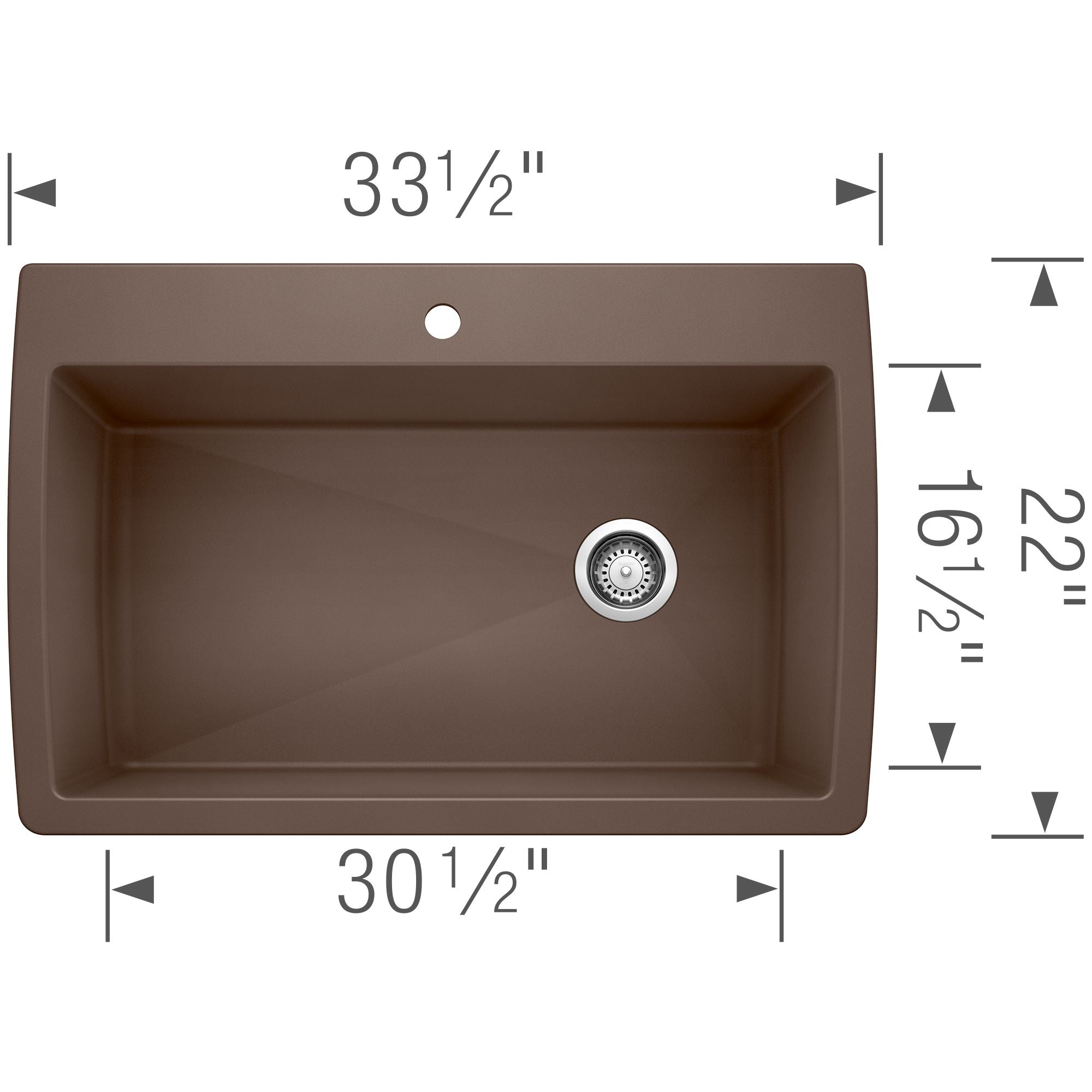 Blanco Diamond 34" Dual Mount Granite Composite Kitchen Sink, Silgranit, Cafe, 440192