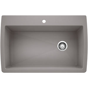Alternate Image for Blanco Diamond 34" Dual Mount Granite Composite Kitchen Sink, Silgranit, Metallic Gray, 440193