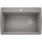 Blanco Diamond 34" Dual Mount Granite Composite Kitchen Sink, Silgranit, Metallic Gray, 440193