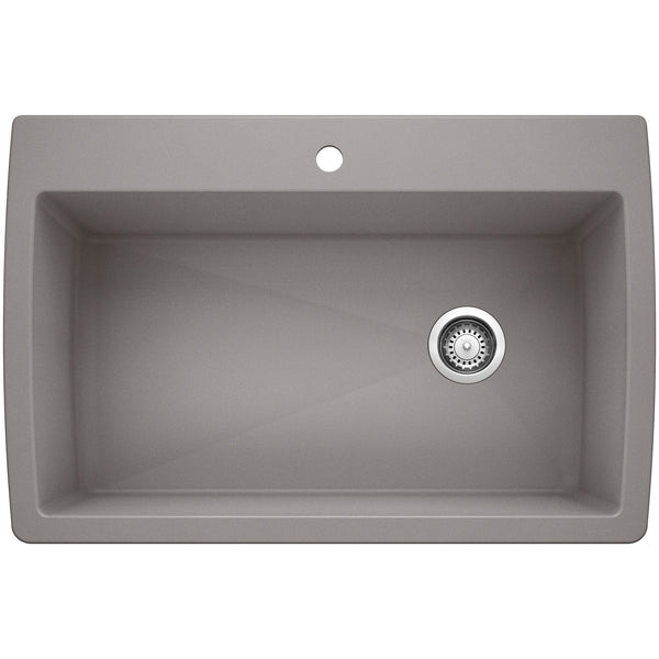 Blanco Diamond 34" Dual Mount Granite Composite Kitchen Sink, Silgranit, Metallic Gray, 440193