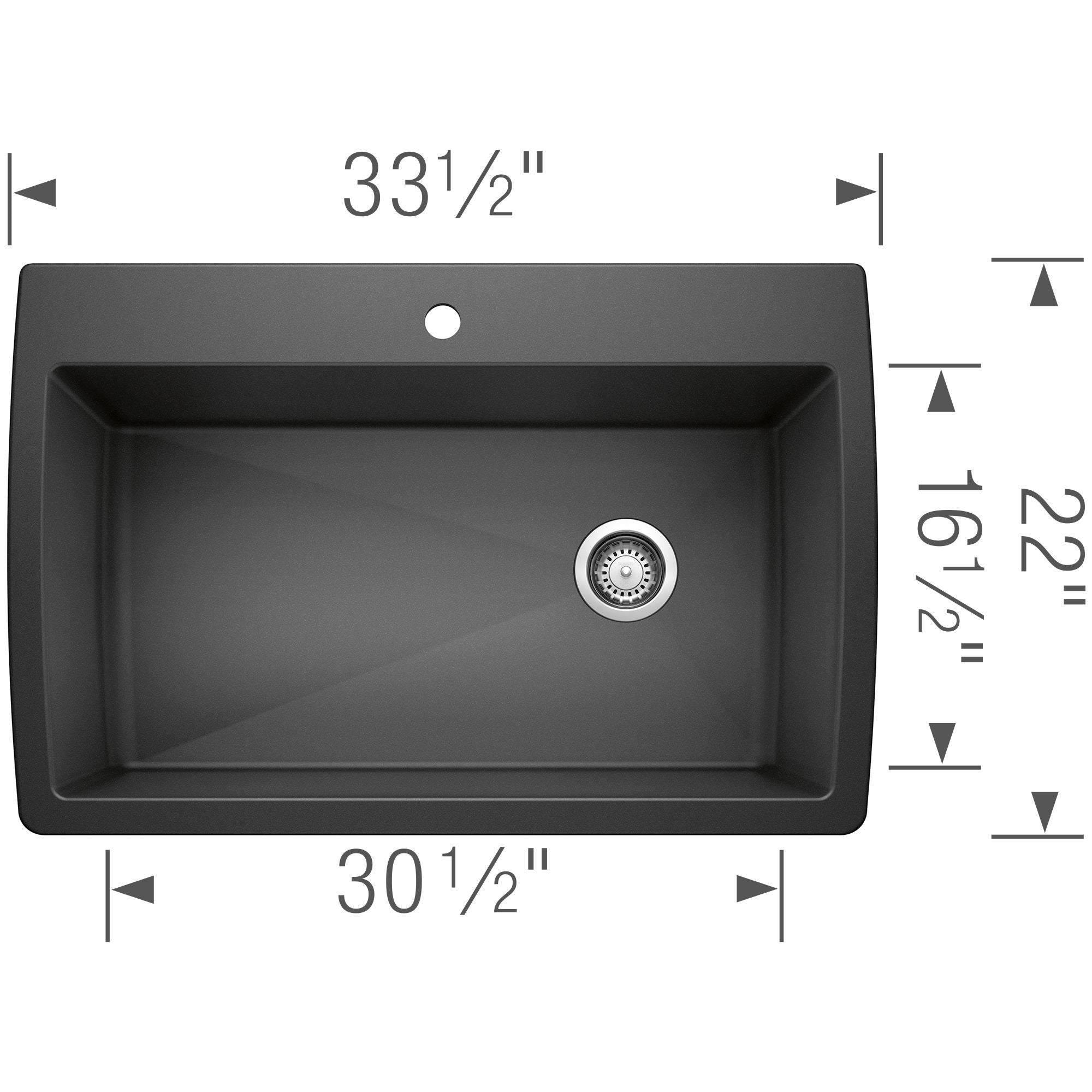 Blanco Diamond 34" Dual Mount Granite Composite Kitchen Sink, Silgranit, Anthracite, 440194