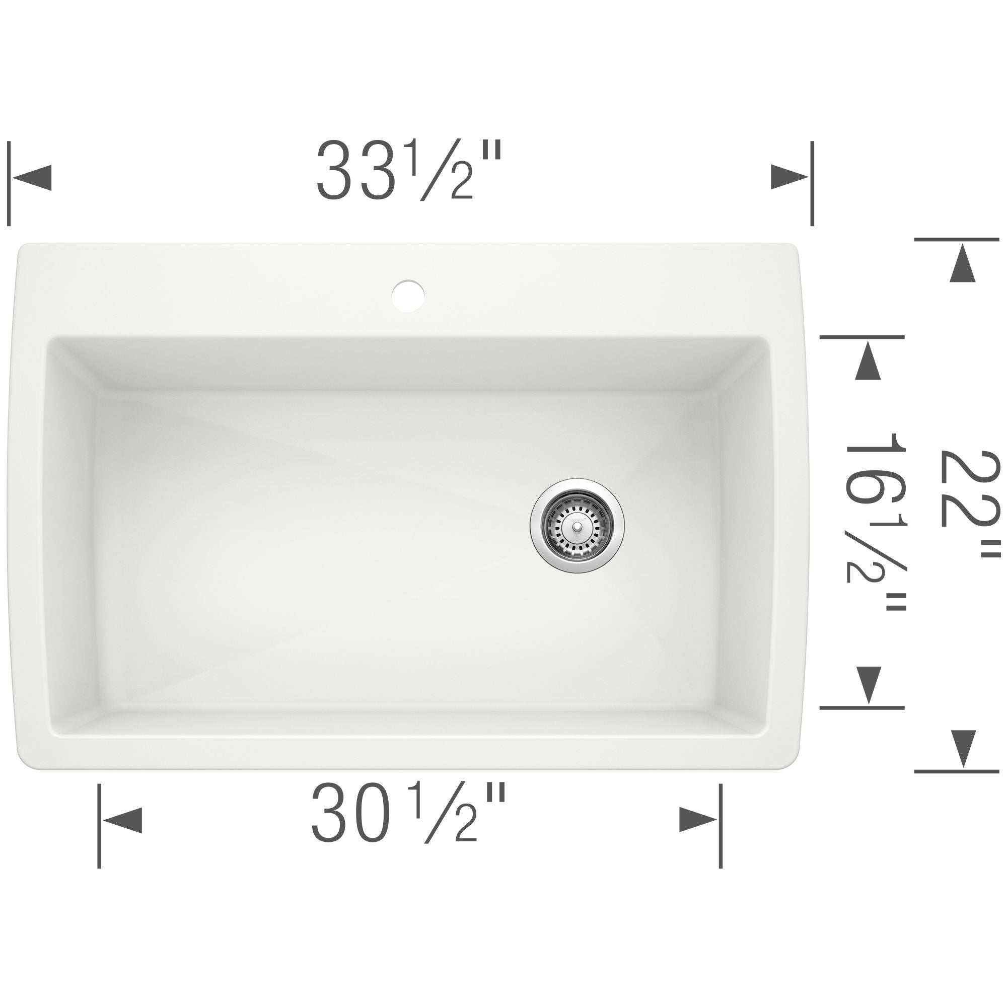 Blanco Diamond 34" Dual Mount Granite Composite Kitchen Sink, Silgranit, White, 440195
