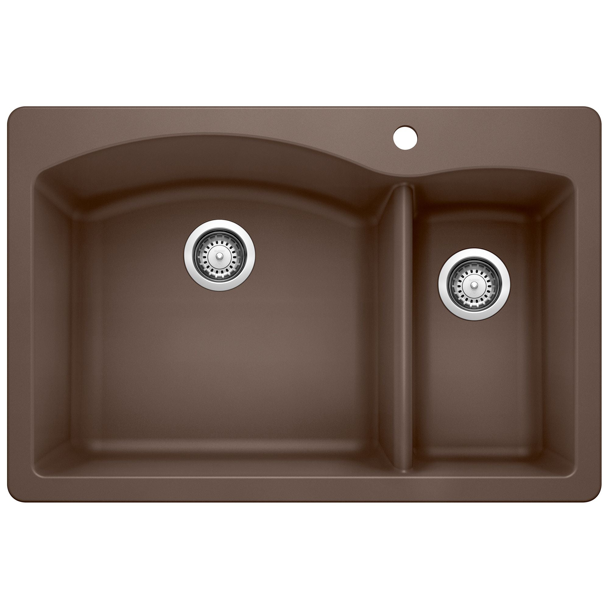 Blanco Diamond 33" Dual Mount Granite Composite Kitchen Sink, Silgranit, 70/30 Double Bowl, Cafe, 440197
