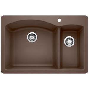 Alternate Image for Blanco Diamond 33" Dual Mount Granite Composite Kitchen Sink, Silgranit, 70/30 Double Bowl, Cafe, 440197
