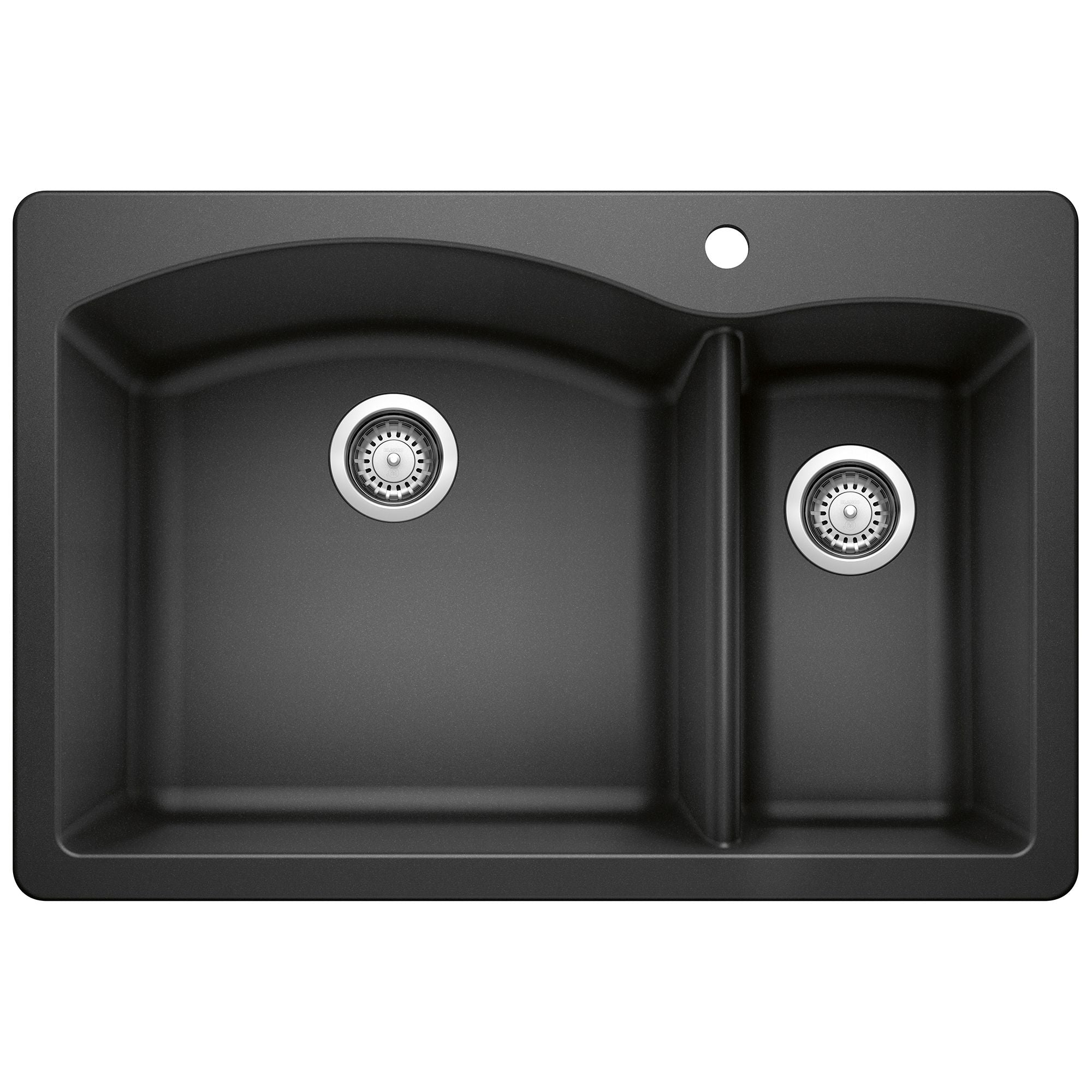 Blanco Diamond 33" Dual Mount Granite Composite Kitchen Sink, Silgranit, 70/30 Double Bowl, Anthracite, 440199