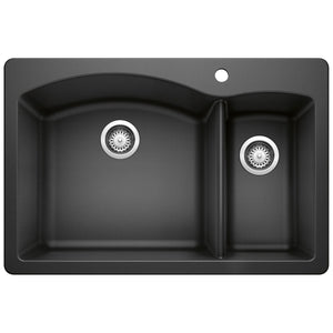 Alternate Image for Blanco Diamond 33" Dual Mount Granite Composite Kitchen Sink, Silgranit, 70/30 Double Bowl, Anthracite, 440199