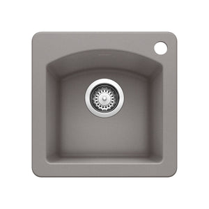 Alternate Image for Blanco Diamond 15" Square Granite Composite Bar/Prep Sink, Silgranit, Metallic Gray, 440203