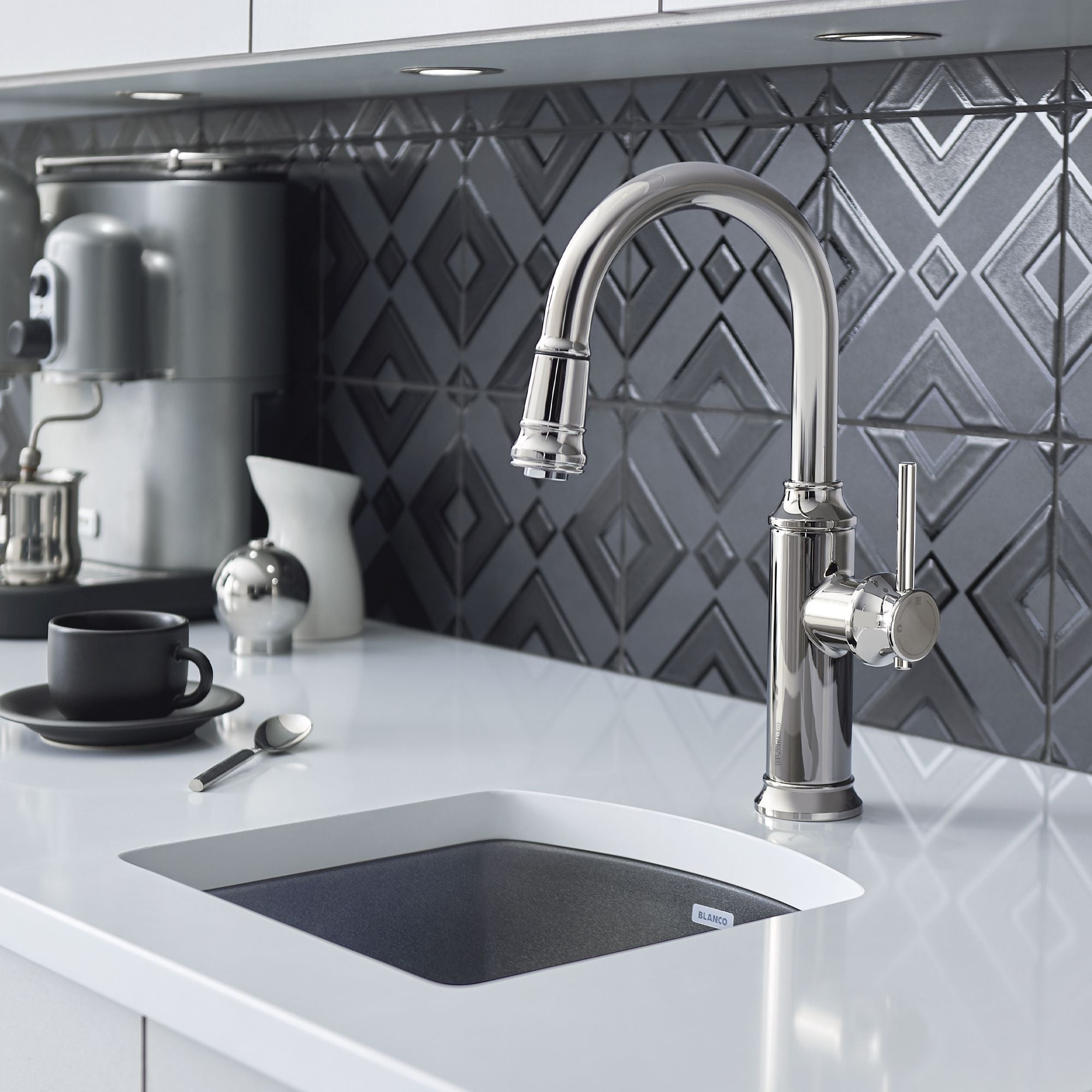 Blanco Diamond 15" Square Granite Composite Bar/Prep Sink, Silgranit, Metallic Gray, 440203