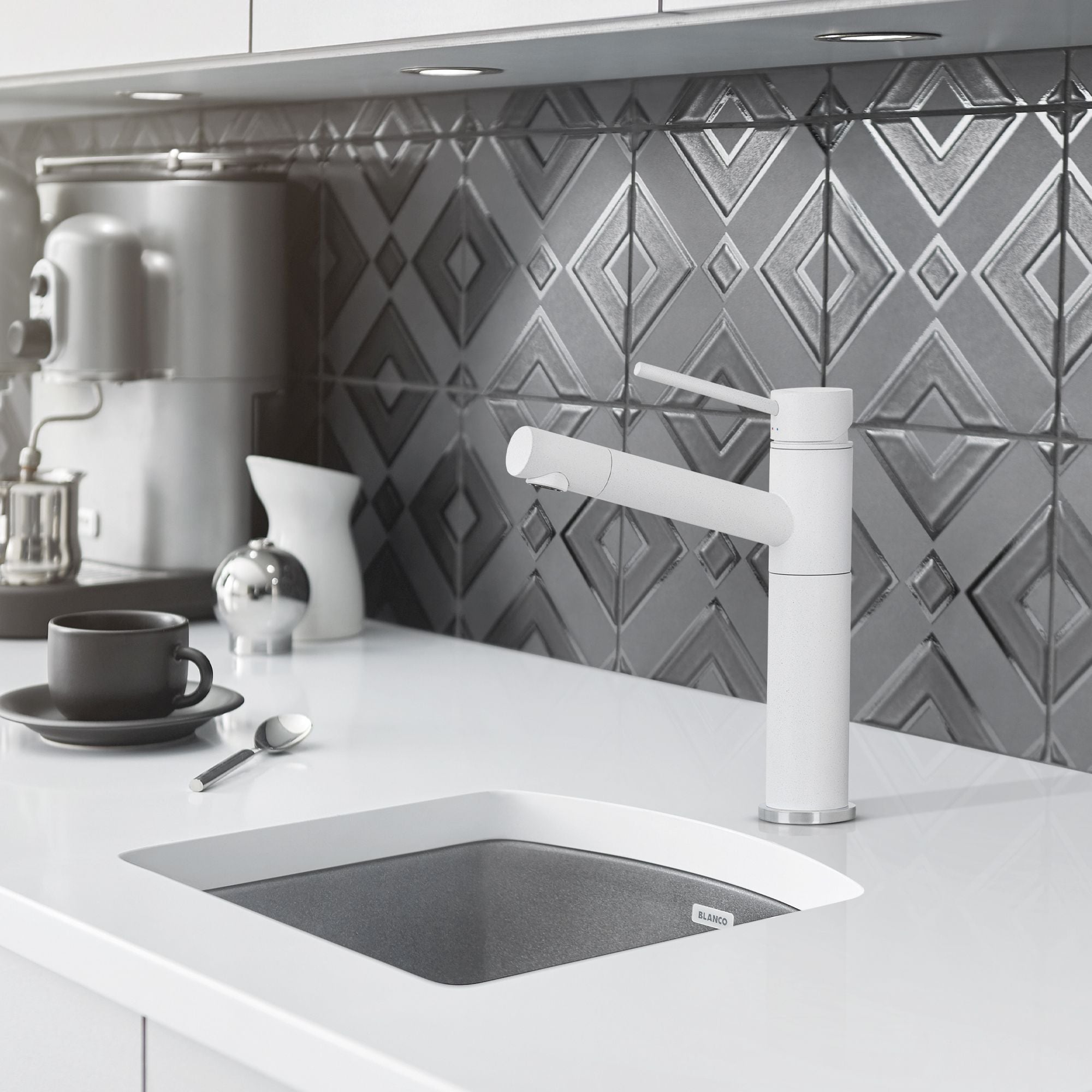 Blanco Diamond 15" Square Granite Composite Bar/Prep Sink, Silgranit, Metallic Gray, 440203