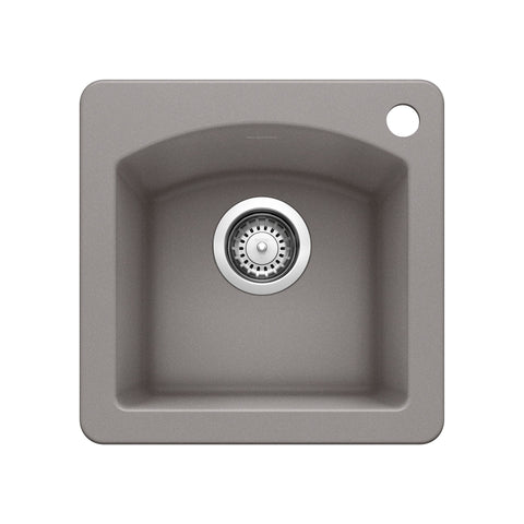 Blanco Diamond 15" Square Granite Composite Bar/Prep Sink, Silgranit, Metallic Gray, 440203