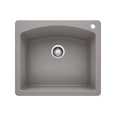 Blanco Diamond 25" Dual Mount Granite Composite Kitchen Sink, Silgranit, Metallic Gray, 440209