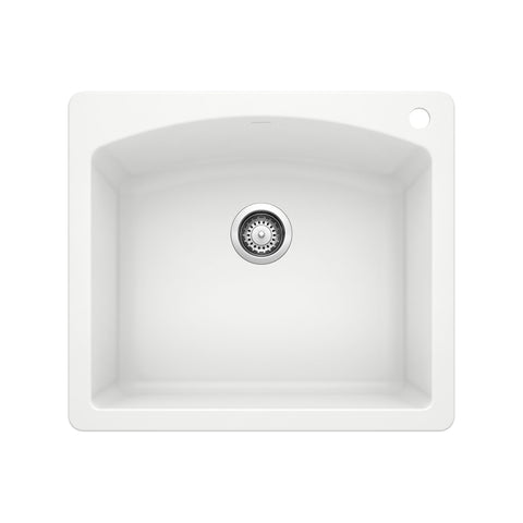 Blanco Diamond 25" Dual Mount Granite Composite Kitchen Sink, Silgranit, White, 440211