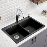 Blanco Diamond 33" Dual Mount Granite Composite Kitchen Sink, Silgranit, 50/50 Double Bowl, Anthracite, 440220