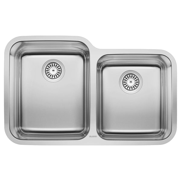 Blanco Stellar 32" Undermount Stainless Steel Kitchen Sink, 60/40 Double Bowl, 18 Gauge, 441023