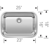 Blanco Stellar 25" Undermount Stainless Steel Kitchen Sink, 18 Gauge, 441025