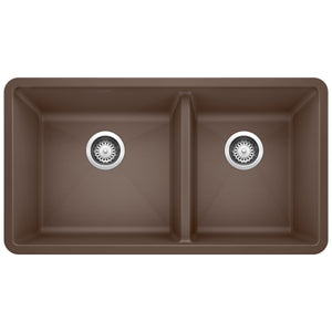 Alternate Image for Blanco Precis 33" Undermount Granite Composite Kitchen Sink, Silgranit, 60/40 Double Bowl, Cafe, 441129
