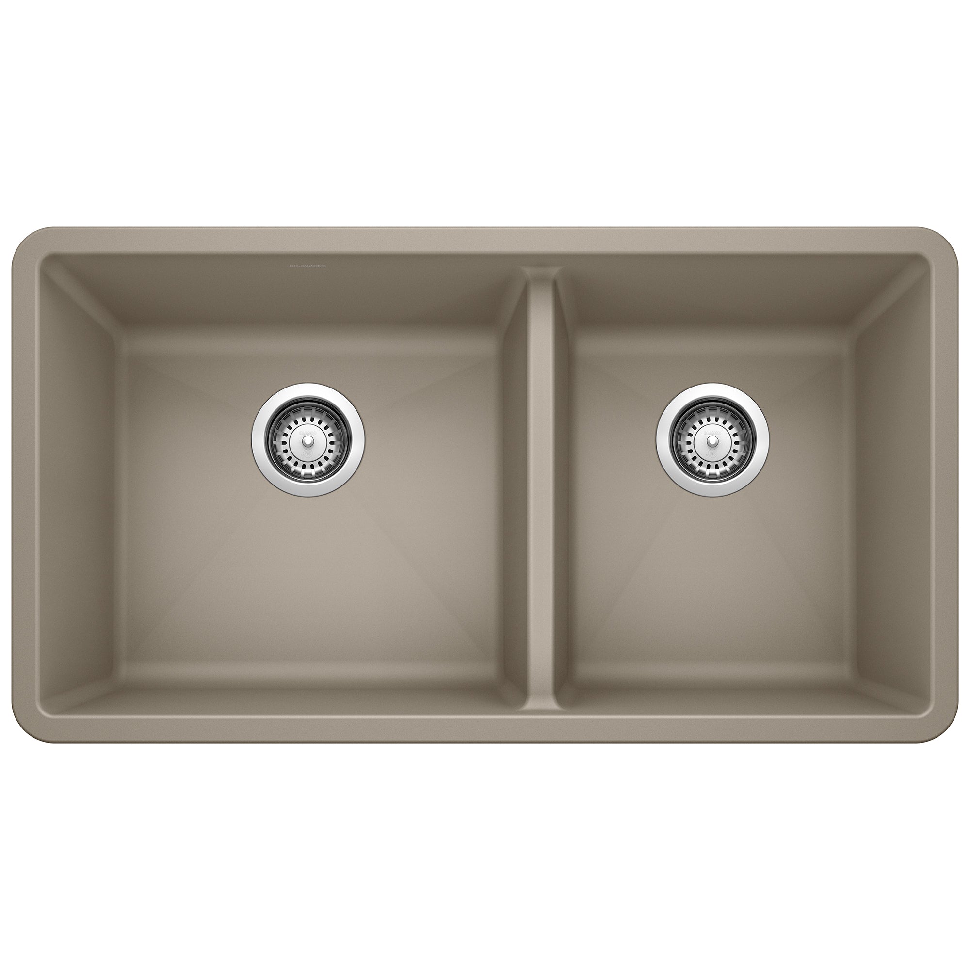 Blanco Precis 33" Undermount Granite Composite Kitchen Sink, Silgranit, 60/40 Double Bowl, Truffle, 441296