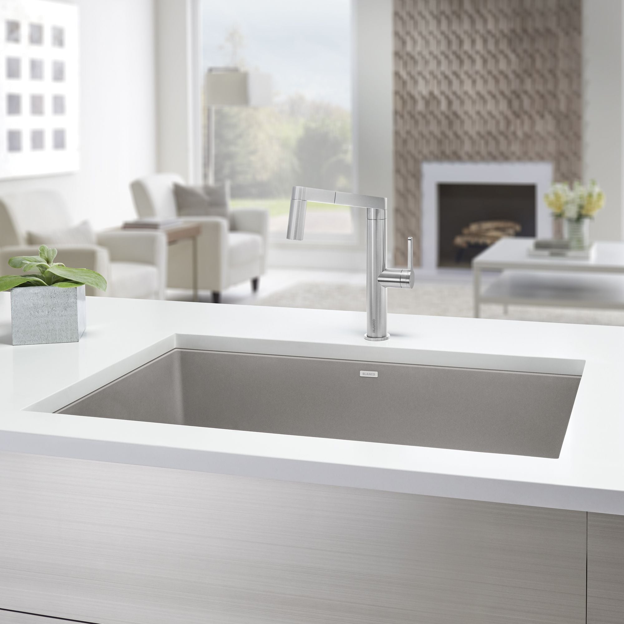 Blanco Precis 32" Undermount Granite Composite Kitchen Sink, Silgranit, Truffle, 441297