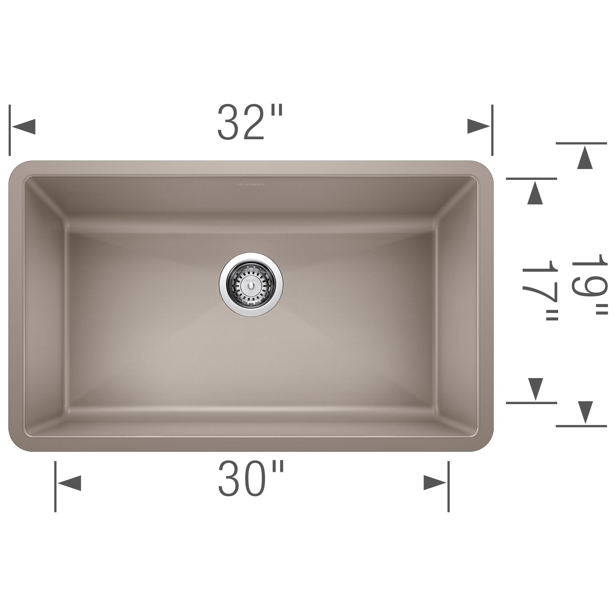 Blanco Precis 32" Undermount Granite Composite Kitchen Sink, Silgranit, Truffle, 441297