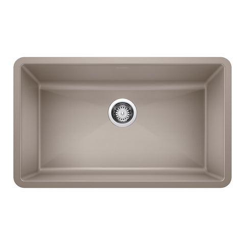 Blanco Precis 32" Undermount Granite Composite Kitchen Sink, Silgranit, Truffle, 441297