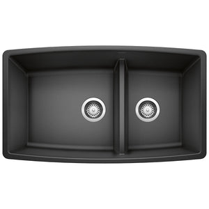 Alternate Image for Blanco Performa 33" Undermount Granite Composite Kitchen Sink, Silgranit, 60/40 Double Bowl, Anthracite, 441312