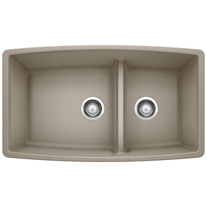 Alternate Image for Blanco Performa 33" Undermount Granite Composite Kitchen Sink, Silgranit, 60/40 Double Bowl, Truffle, 441315