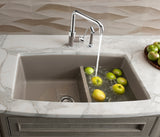 Blanco Performa 33" Undermount Granite Composite Kitchen Sink, Silgranit, 60/40 Double Bowl, Truffle, 441315